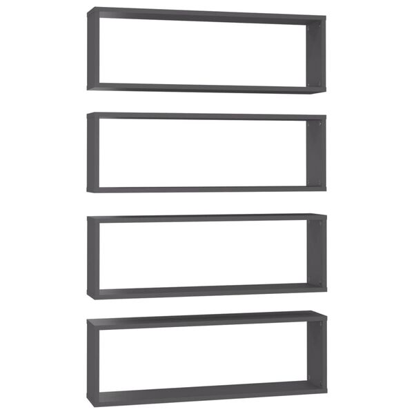 vidaXL &Eacute;tag&egrave;res cube murales 4 pcs Gris 80x15x26,5cm bois d'ing&eacute;nierie