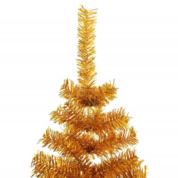 vidaXL Sapin de No&euml;l avec 300 LED avec support Dor&eacute; 180 cm PET