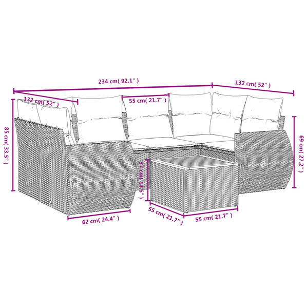 vidaXL Salon de jardin 7 pcs avec coussins noir r&eacute;sine tress&eacute;e