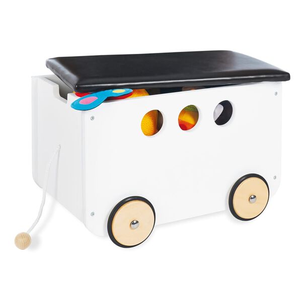 Pinolino Coffre avec roues pour jouets Jim Blanc