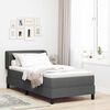 vidaXL Lit &agrave; ressorts avec matelas Gris fonc&eacute; 90 x 190 cm tissu