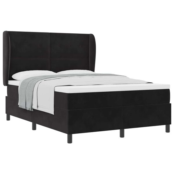 vidaXL Lit &agrave; ressorts avec matelas Noir 200 x 140 cm Polyester