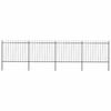 vidaXL Cl&ocirc;ture de jardin avec dessus en forme de lance en acier 714,5 x 150 cm Noir
