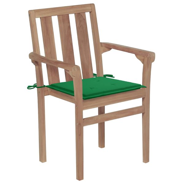 vidaXL Chaises de jardin empilables avec coussins lot de 8 Teck solide
