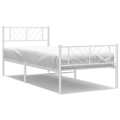 vidaXL Cadre de lit métal sans matelas avec pied de lit blanc 90x200cm