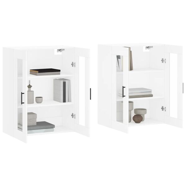 vidaXL Armoires murales 2 pcs blanc bois d'ing&eacute;nierie