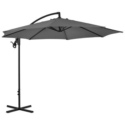 vidaXL Parasol de jardin en porte-à-feux avec mât en acier anthracite