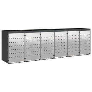 vidaXL Rangement de poubelle &agrave; roulettes pour 3 poubelles Acier
