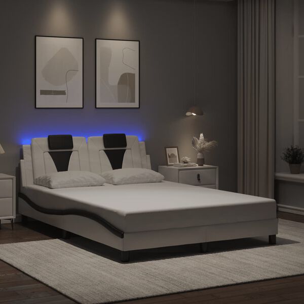 vidaXL Cadre de lit Viana avec LED sans matelas blanc et noir 140x200 cm