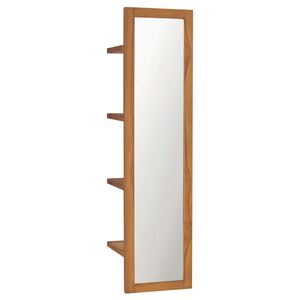vidaXL Miroir mural avec &eacute;tag&egrave;res 30x30x120 cm Bois de teck massif