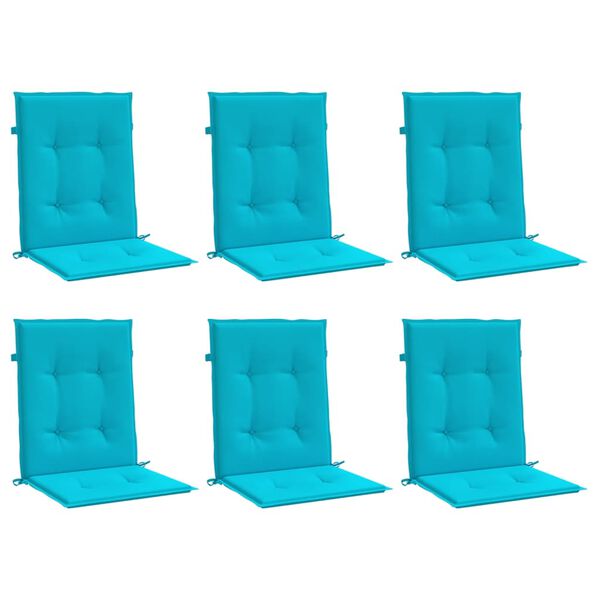 vidaXL Coussins de chaise &agrave; dossier bas lot de 6 turquoise tissu