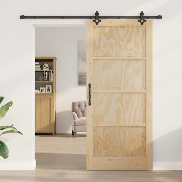 vidaXL Porte coulissante Naturel et Noir 93 x 211 cm