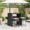 vidaXL Ensemble de bar de jardin 5 pcs avec coussins noir poly rotin
