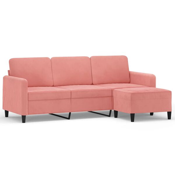 vidaXL Canap&eacute; &agrave; 3 places avec repose-pieds Rose 180 cm Velours
