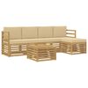 vidaXL Ensemble de canap&eacute;s d'ext&eacute;rieur 6 pc Blanc et Beige Polyester