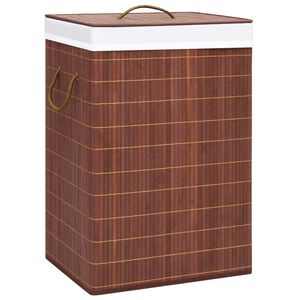 vidaXL Panier &agrave; linge avec 2 sections bambou marron 72 L