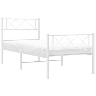 vidaXL Cadre de lit métal sans matelas avec pied de lit blanc 75x190cm