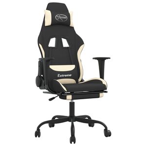 vidaXL Chaise de jeu avec repose-pied Noir et cr&egrave;me Tissu
