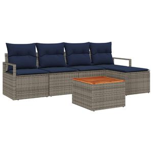 vidaXL Ensemble de canap&eacute; de jardin avec coussin 6 pcs Gris polyrotin