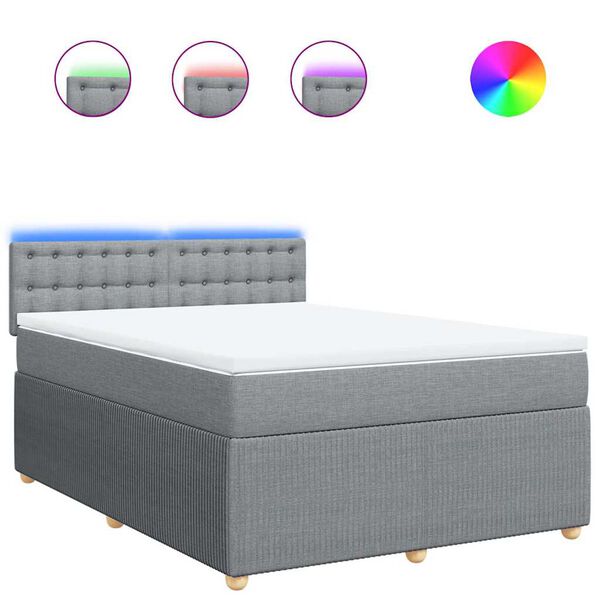 vidaXL Sommier &agrave; lattes de lit avec matelas Gris clair 160x200cm Tissu