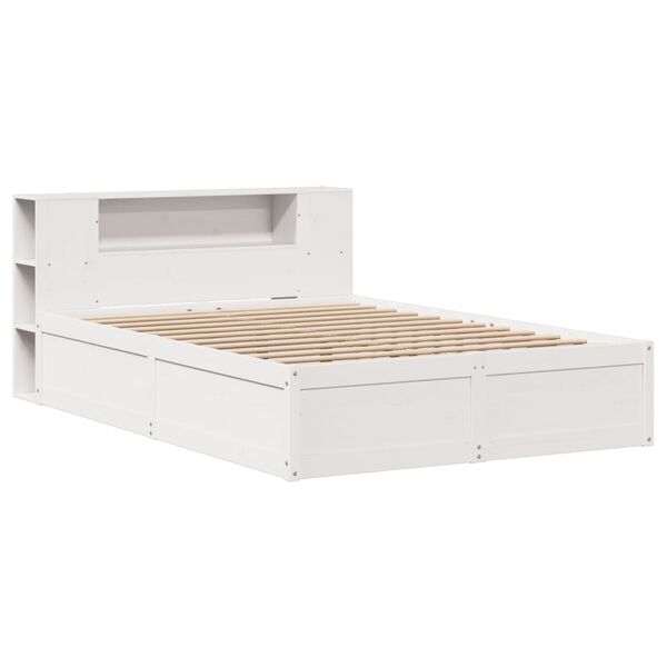 vidaXL Cadre de lit sans matelas blanc 140x190 cm bois de pin massif