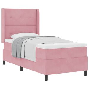 vidaXL Lit &agrave; ressorts avec matelas Rose 90 x 200 cm Velours