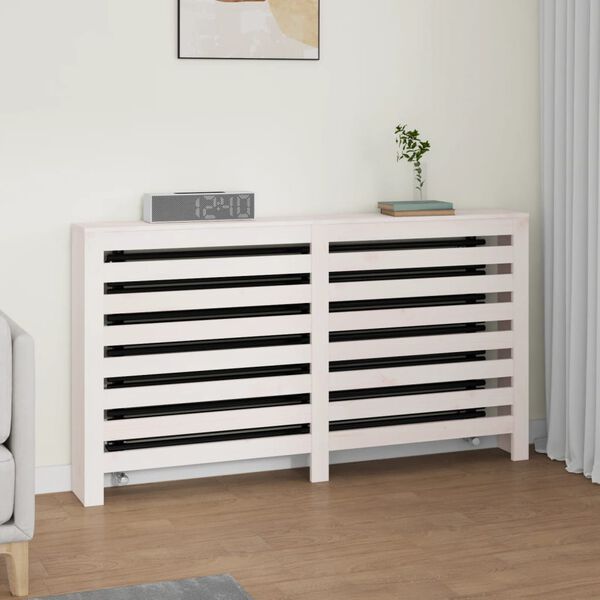 vidaXL Cache-radiateur Blanc 153x19x84 cm Bois massif de pin