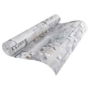 vidaXL Papier peint en pierre 3D Gris 10 x 0,53 m Tissu non tiss&eacute;