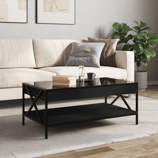 vidaXL Table basse avec LED infini noir 90x50x38 cm