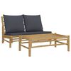 vidaXL Salon de jardin 2 pcs avec coussins gris fonc&eacute; bambou