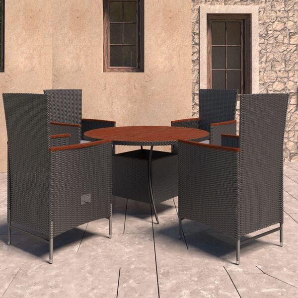 vidaXL Ensemble &agrave; manger d'ext&eacute;rieur 5pcs avec coussins R&eacute;sine tress&eacute;e