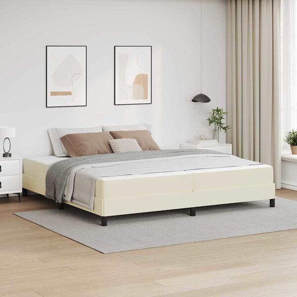 vidaXL Lit avec matelas Cr&egrave;me 200 x 200 cm Faux cuir