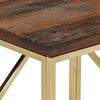 vidaXL Table console doré acier inoxydable et bois de mélèze massif