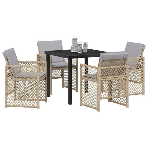 vidaXL Ensemble de salle &agrave; manger pour jardin 5 pcs Beige polyrotin