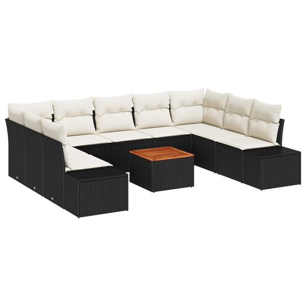 vidaXL Ensemble de canap&eacute; de jardin 10 pcs Noir et blanc