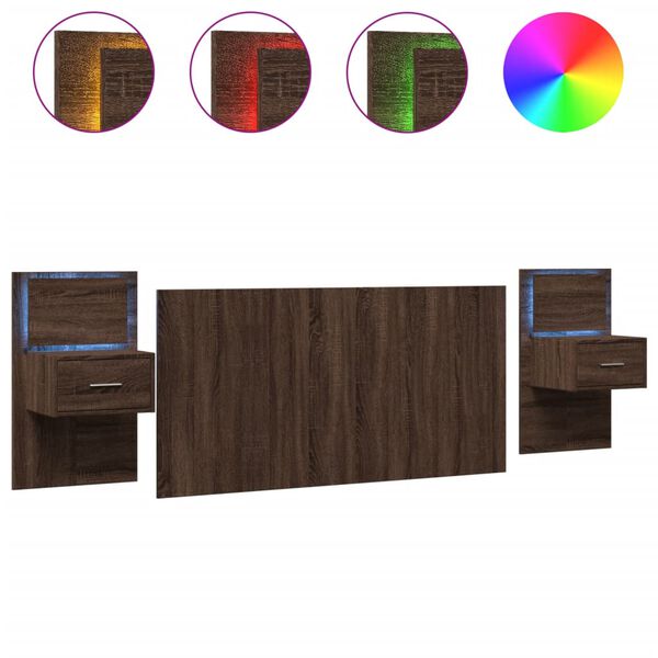 vidaXL T&ecirc;te de lit avec armoires ch&ecirc;ne marron 160 cm bois d'ing&eacute;nierie