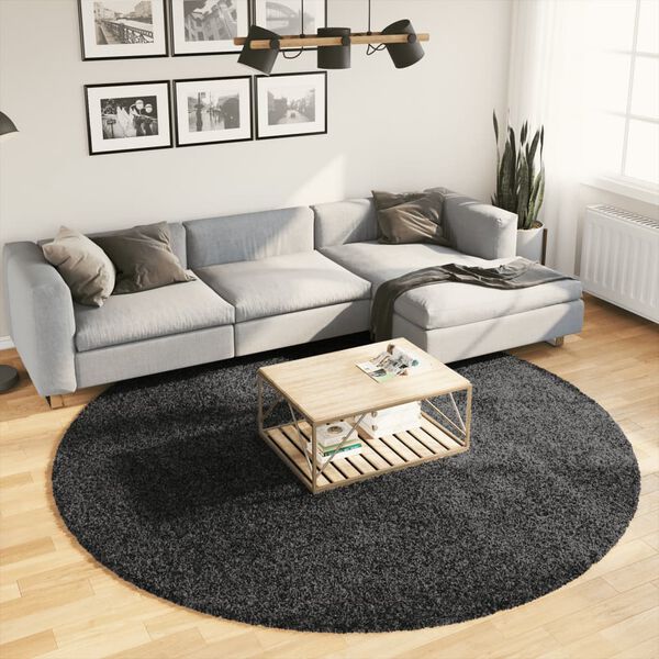 vidaXL Tapis shaggy PAMPLONA poils longs moderne anthracite &Oslash; 240 cm