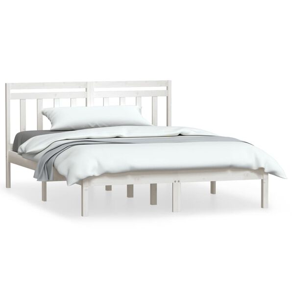 vidaXL Cadre de lit sans matelas blanc bois massif 140x200 cm