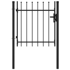 vidaXL Portillon simple porte avec dessus &agrave; pointe Acier 1x1 m Noir