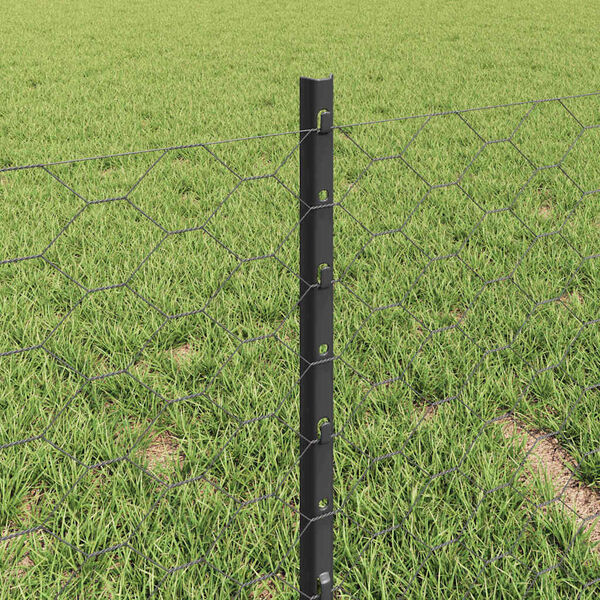 vidaXL Cl&ocirc;ture avec poteau Gris 0,4 x 10 m Acier et PVC