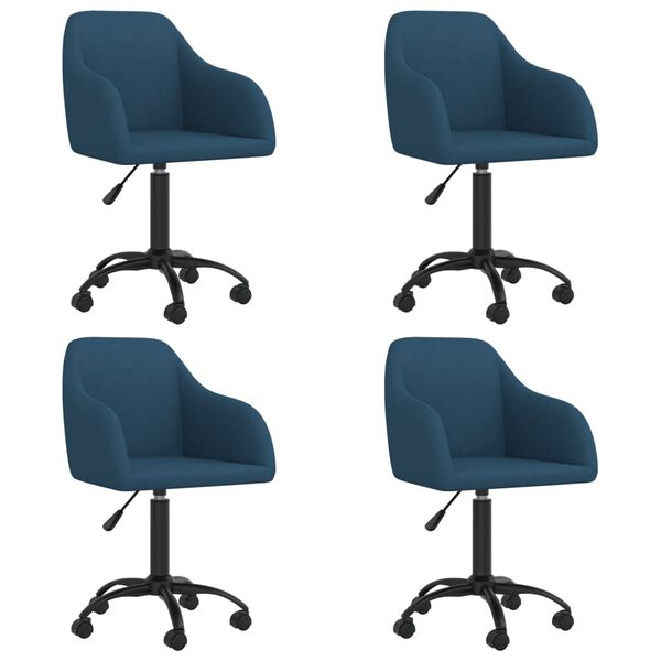 vidaXL Chaises pivotantes &agrave; manger lot de 4 bleu velours