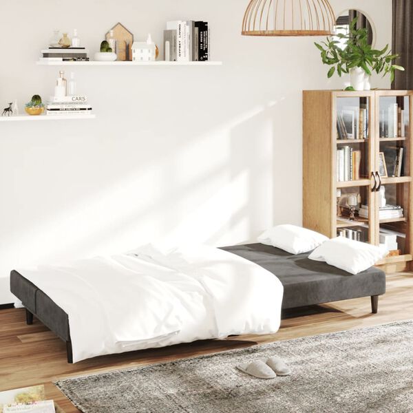 vidaXL Canap&eacute;-lit &agrave; 2 places Gris fonc&eacute; Velours