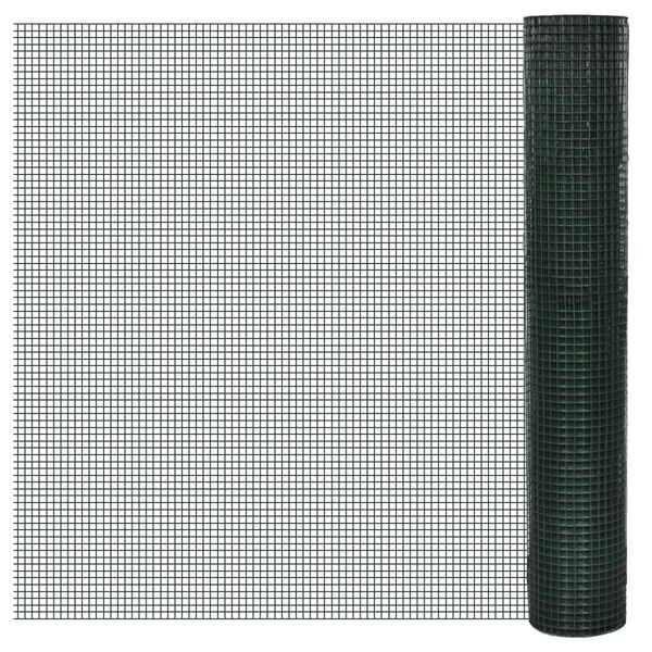 vidaXL Grillage Acier galvanisé et revêtement en PVC 25 x 1 m Vert
