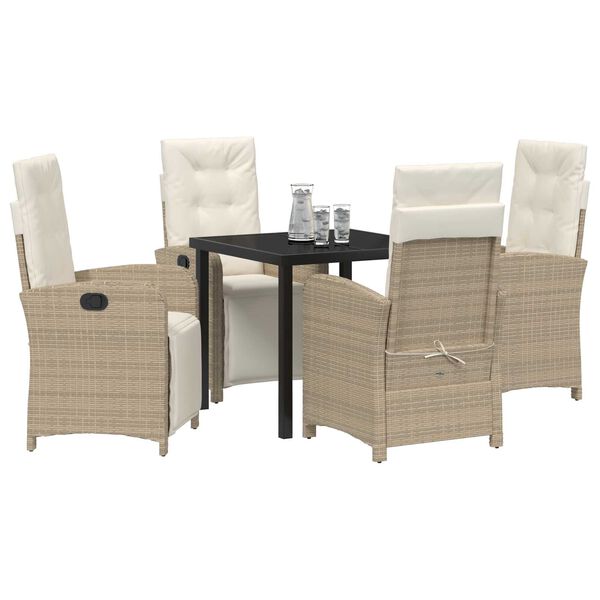 vidaXL Ensemble de salle &agrave; manger pour jardin 5 pcs Beige polyrotin