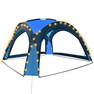 vidaXL Tente de r&eacute;ception avec LED et 4 parois 3,6x3,6x2,3 m Bleu