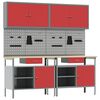 vidaXL Ensemble d'&eacute;tabli 8 pc Rouge et Gris Acier enduit de poudre