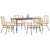 vidaXL Ensemble &agrave; manger jardin coussins 5pcs marron poly rotin verre