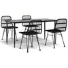 vidaXL Ensemble &agrave; manger de jardin 5 pcs Noir R&eacute;sine tress&eacute;e
