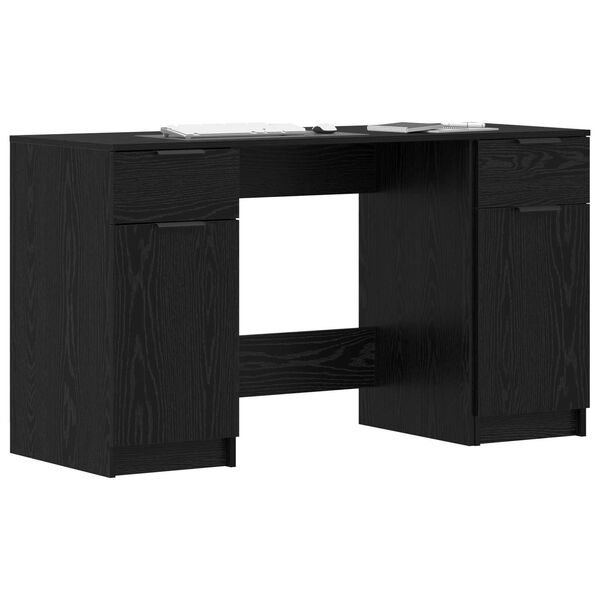 vidaXL Bureau avec porte Chêne noir 133 x 50 x 75 cm Bois d'ingénierie
