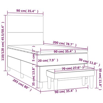 vidaXL Sommier à lattes de lit avec matelas Blanc 90x200 cm Similicuir